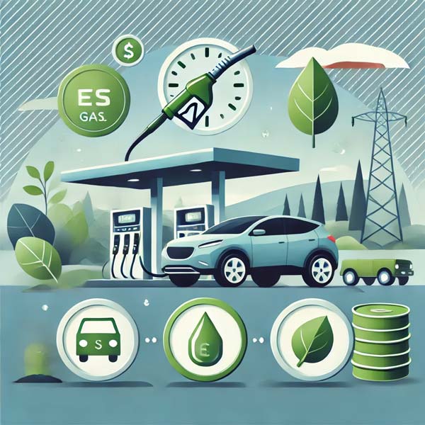 DALL·E 2024 11 17 19 44 50 An illustration showing fuel savings by using gas powered vehicles highlighting environmental and economic benefits